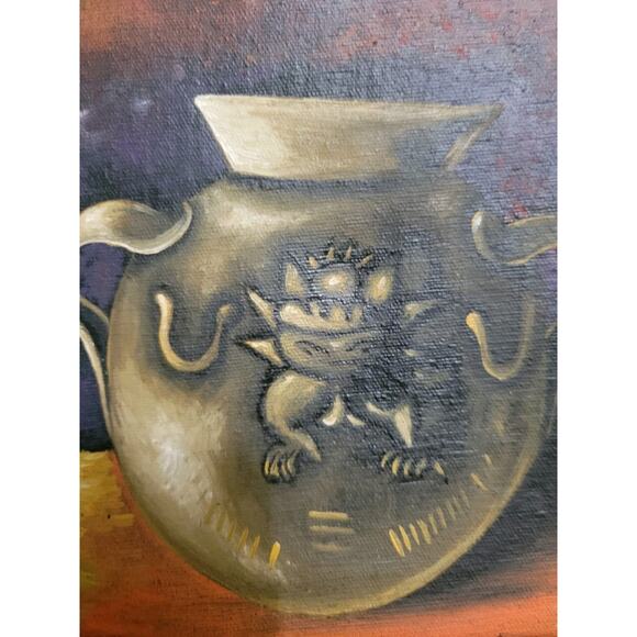 Still Life Burning Candles Spooky painting on canvas Haloween Signed By Artist - Picture 7 of 7